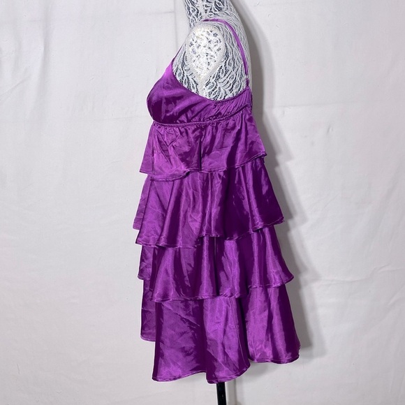 Song Made For You Purple Satin Tiered Mini Dress S - Picture 2 of 12